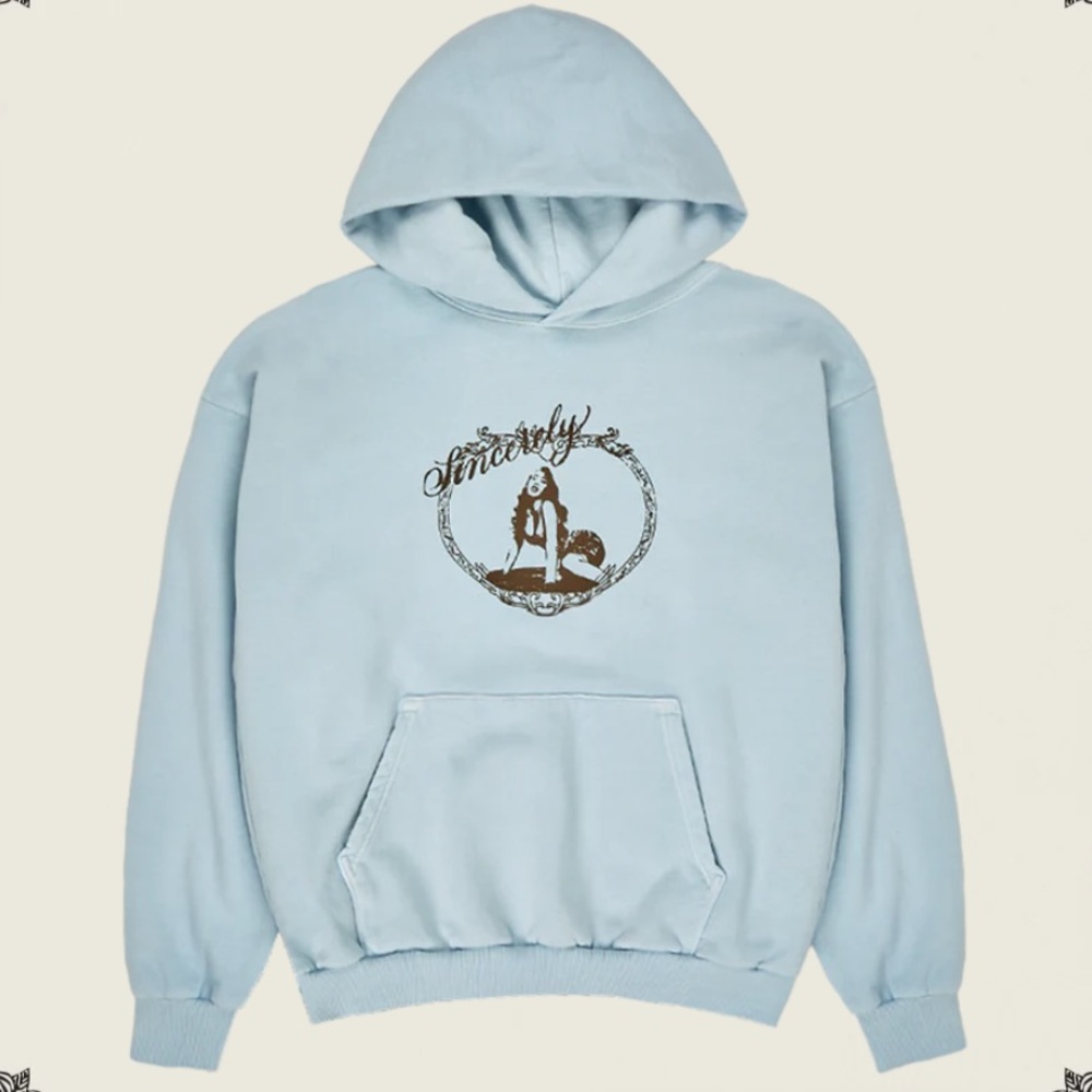 Kali Uchis Sincerely Tour Hoodie – Official Merch, Light Blue, Size Small